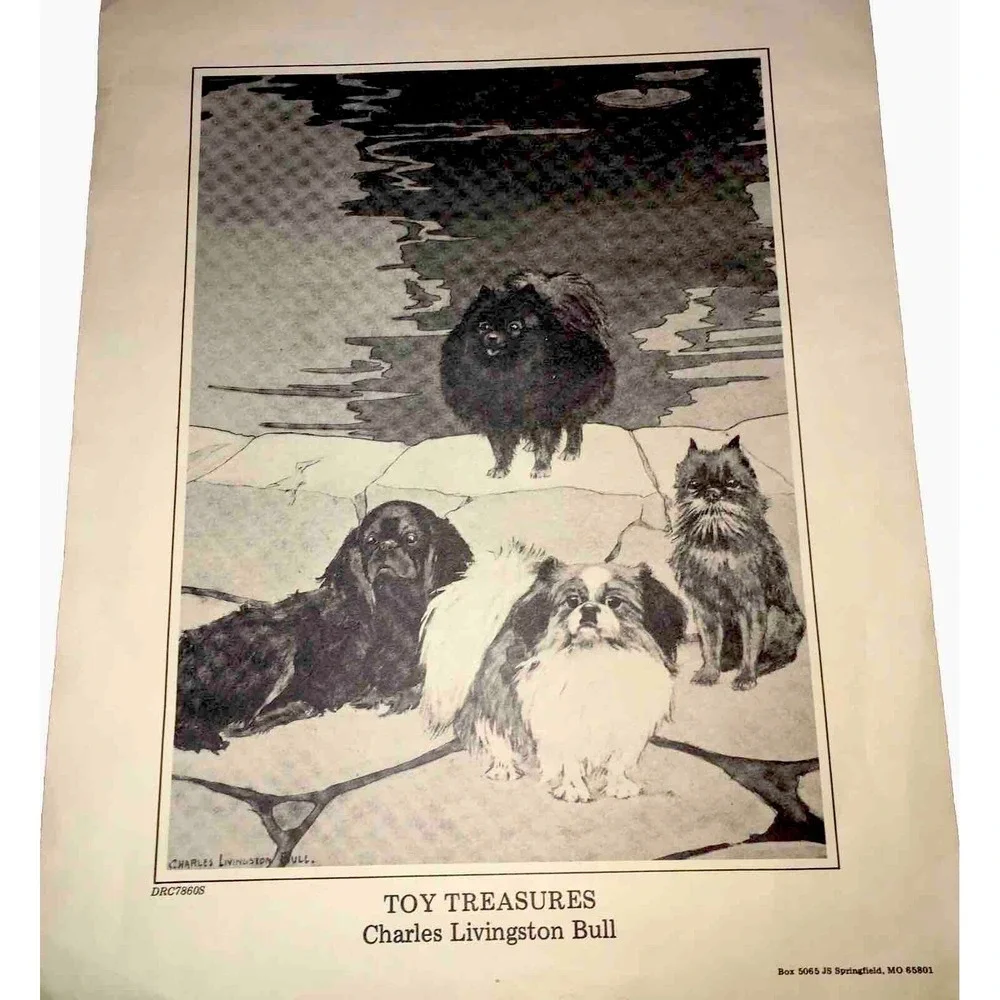 Charles Livingston Bull,Toy Treasures POM,PEKINESE, GRIFFON,Cocker Print 1930's